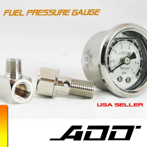 Add fuel pressure regulator gauge 0 -70 psi liquid fill chrome universal #7456