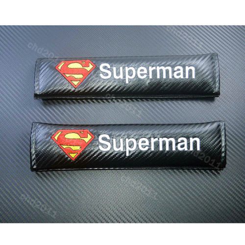 2pcs carbon fiber embroidery car seat belt superman logo cushions shoulder pad