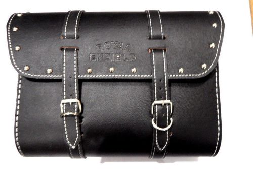 Royal enfield black saddle leather bag with fitting strips