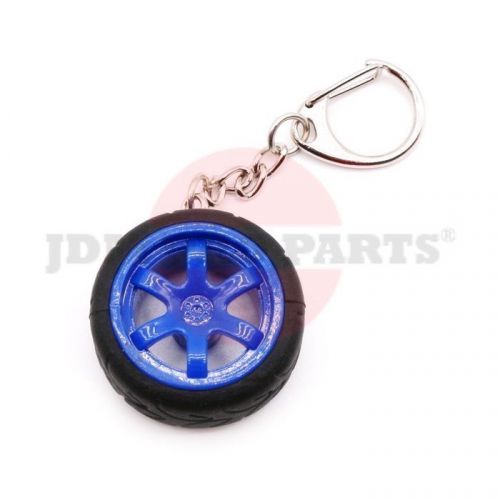 Jdm blue rays volk racing te37 style wheel rim a050 tire key ring chain drifting