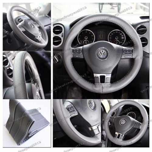 Gray pvc leather universal car truck leather diy steering wheel cover 14&#034;-15&#034;