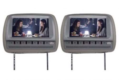 Ouku brand new gray grey pair 9&#034; inch lcd dual headrest dvd player monitors