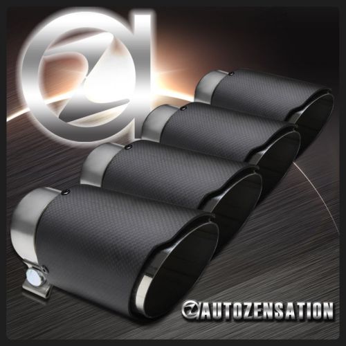 4 sets 3.5&#034; outlet stainless steel exhaust muffler tip with carbon fiber sleeve