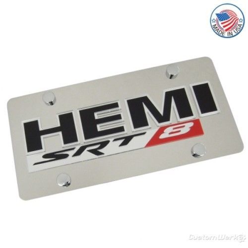 Dodge hemi + srt-8 srt8 name stainless license plate