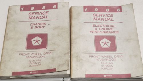 1986 dodge caravan plymouth voyager oem service shop manual 2-volume set