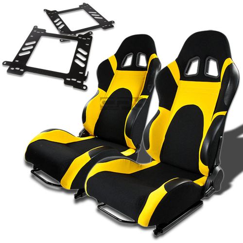 Type-6 racing seat black yellow woven+silder+for 99-07 focus mark 1 bracket x2