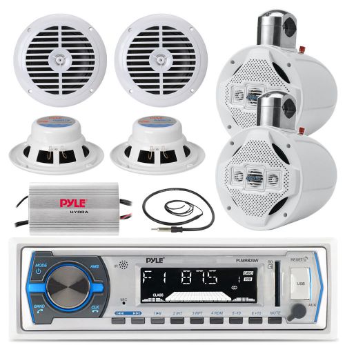Pyle 8&#034; marine speakers, 6.5&#034; speakers, antenna, amplifier, pyle bluetooth radio