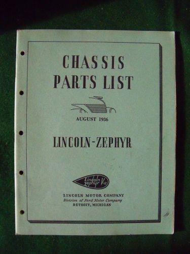 1936 lincoln-zephyr chassis parts list, manuel, book