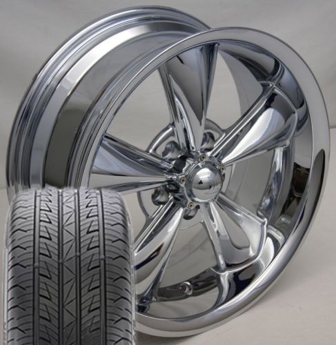 17&#034; chrome mustang wheels 17x7 17x8 inch md classics rims fuzion tires 1967-1973