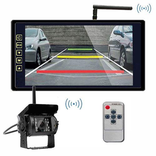 Wireless ir rear view back up camera night vision system+9&#034; monitor for rv truck