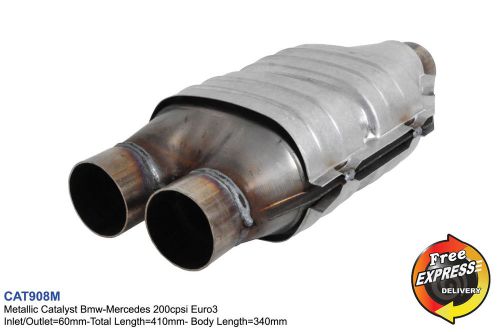 Metallic catalytic converter bmw mercedes 200 cpsi 2 inlets 1 outlet 2.3&#034; euro3