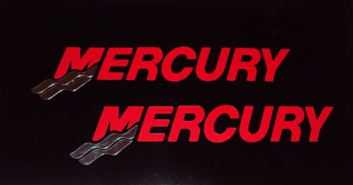 2 mercury outboard red with chrome tails marine vinyl 17 inch
