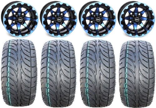 Sti hd6 blue/black golf wheels 12&#034; fusion 205x30-12 tires yamaha