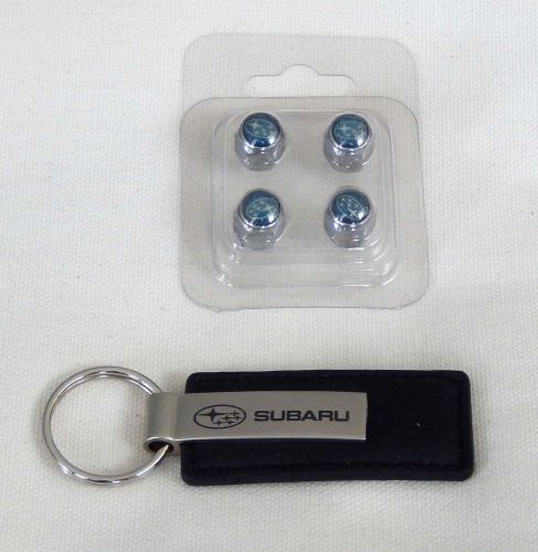 Subaru  valve stem covers and key chain