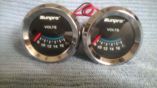 Sunpro 2&#034; volt gauge, chrome bezel  (2 each)