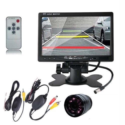 7&#034; tft lcd car rear view backup monitor+wireless parking night vision camera kit