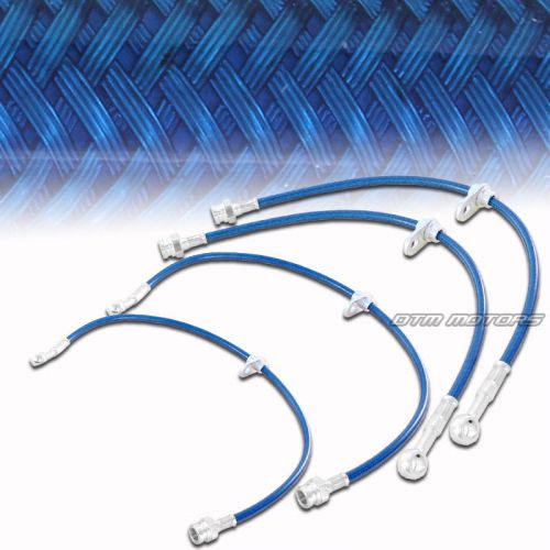 97-01 honda prelude bb6 h22a4 front &amp; rear stainless steel brake lines - blue