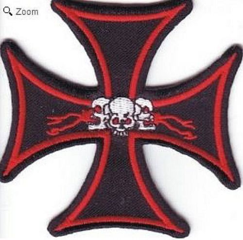 #biker patch &#034;iron cross with falmes and skuills&#034;
