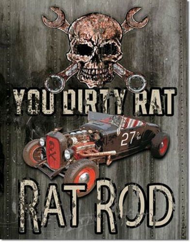 Tin metal sign hot rod classic car muscle dirty rat racin v8 street vintage 1538