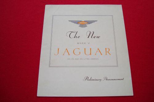 Jaguar mark v preliminary announcement sales brochure folder  excellent