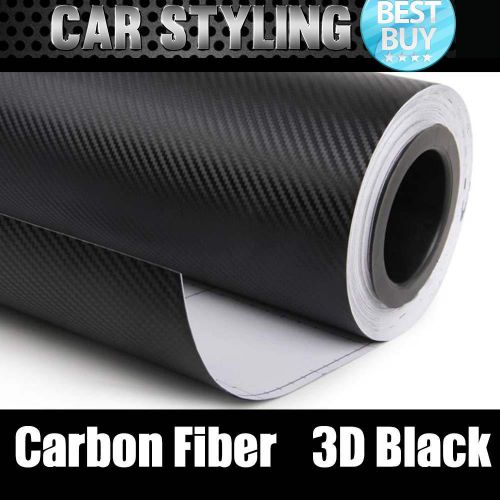 20&#034;x60&#034; 3d carbon fiber texture black vinyl car wrap sticker decal film sheet