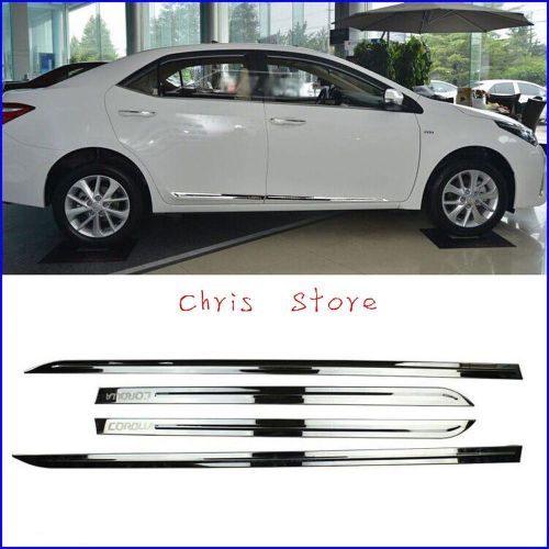 4pcs stainless steel body door side molding trim for toyota corolla 2014-2016