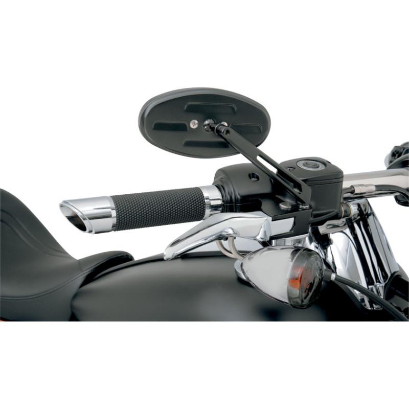 Drag specialties black stealth ii mirrors for harley softail touring dyna