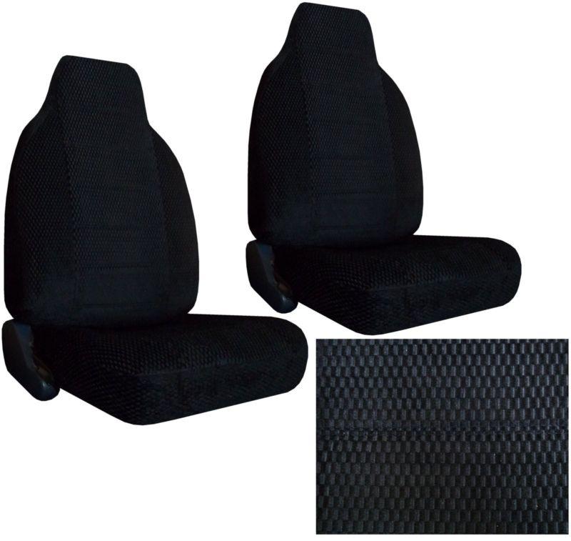 Durable scottsdale fabric 2 black high back bucket car truck suv seat covers #9