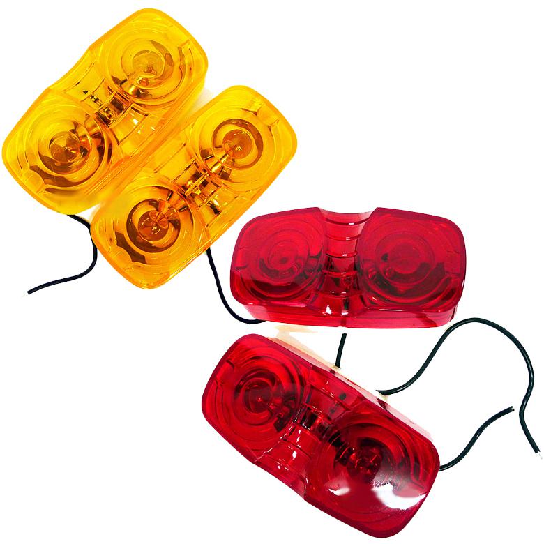 Universal clearance side marker light 2 red & 2 amber yellow trailing rv trucks