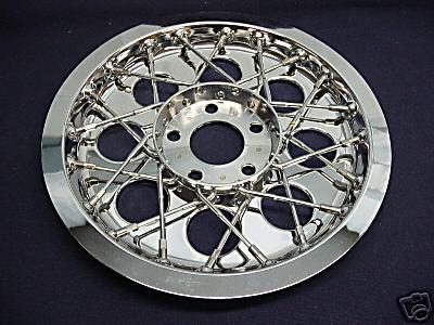 "real spokes" ~wire-laced 70 tooth  pulley cover~ harley dyna~ shovelhead 
