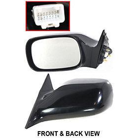 Black power side view door mirror assembly driver's left