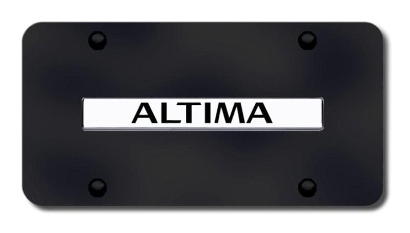 Nissan altima name chrome on black license plate made in usa genuine