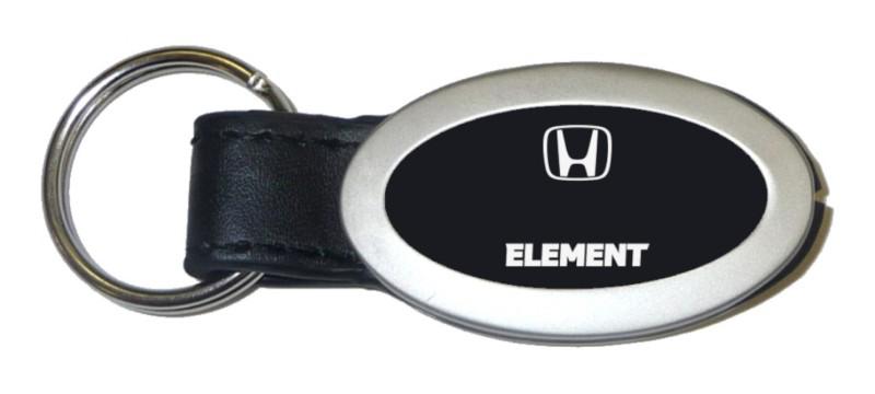 Honda element black oval leather keychain / key fob engraved in usa genuine