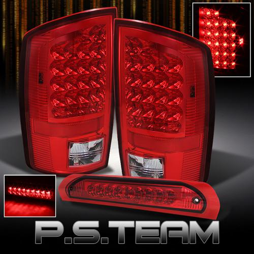 Red clear 07-08 ram 1500 2500 3500 led tail lights+full led 3rd brake light lamp