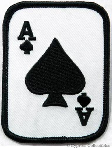 Ace of spades embroidered motorcycle biker patch poker iron-on playing card