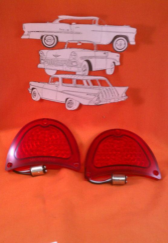 1957 chevy belair taillight lens led sedan wagon nomad convertible pair new