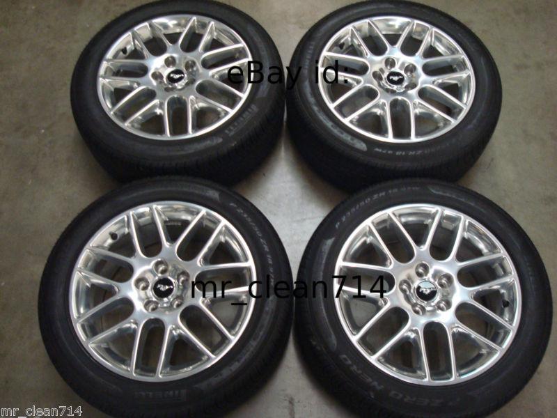 18" ford mustang gt 5.0 polished wheels rims oem tires factory 05-13 09 10 11 12