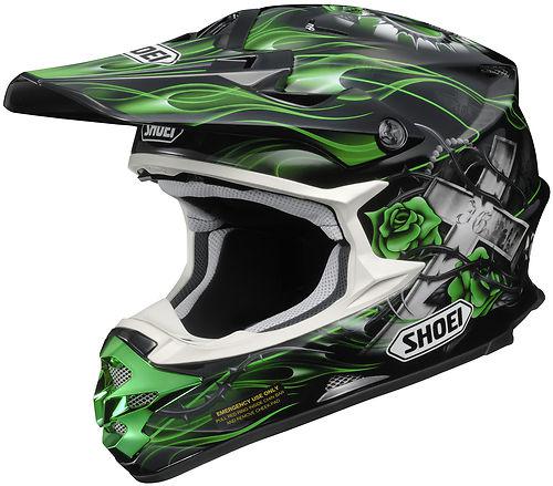 Shoei vfx-w grant motocross off road helmet black green size x-large