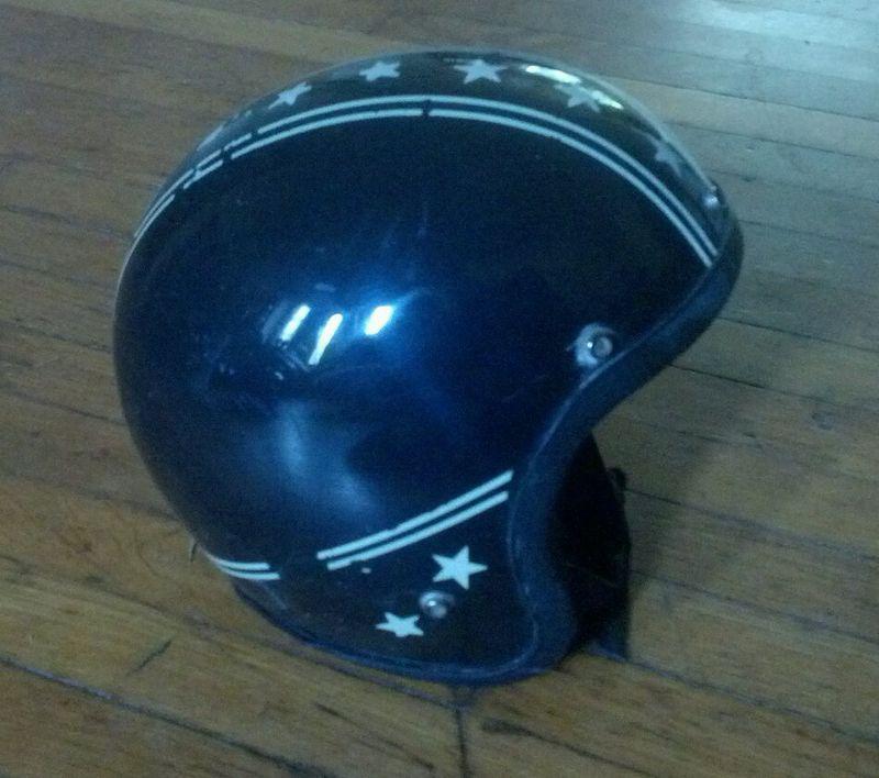  motorcycle helmet- open face w/ reflective stars+stripes! *vintage*