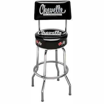 Rwm bar stool with backrest black/white swivel base chevelle by chevrolet 30"