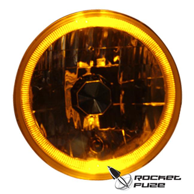 7" hdpro1 crystal harley bagger chrome xenon amber motorcycle headlight halo led