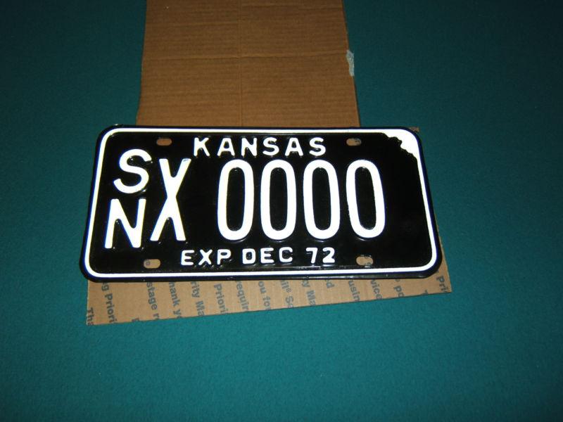 Rare vintage kansas 72' license plate sample~seldom seen~