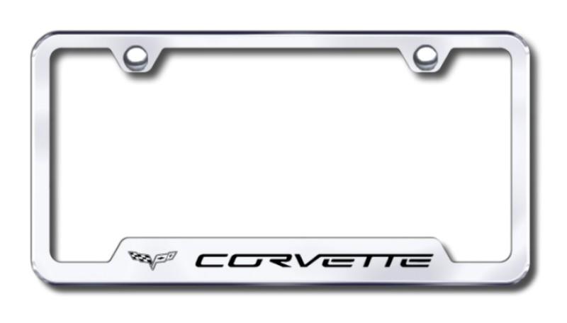 Gm corvette c6  engraved chrome cut-out license plate frame made in usa genuine