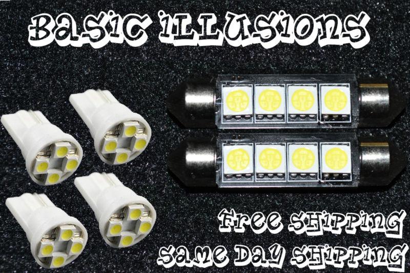 Pink 2x 211 4smd dome map light + 4x 194 4led license plate courtesy bulb