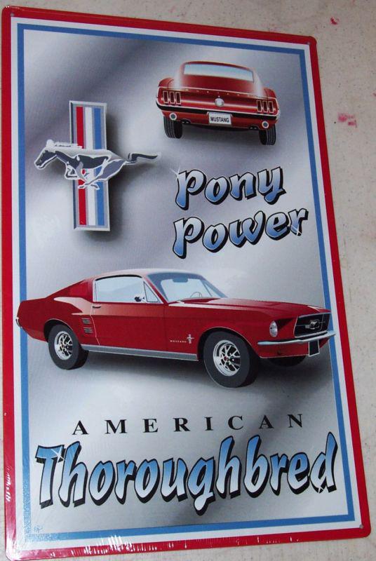Ford mustang pony power american thoroughbred tin sign 