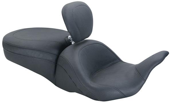 Mustang motorcycle lowdown tour seat w/dual backrest plain black flhr/t/x fltr