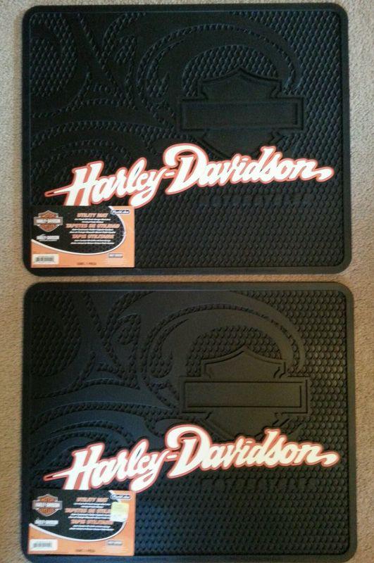 Harley davidson tribal all weather rubber utility rear floor mats- set of 2