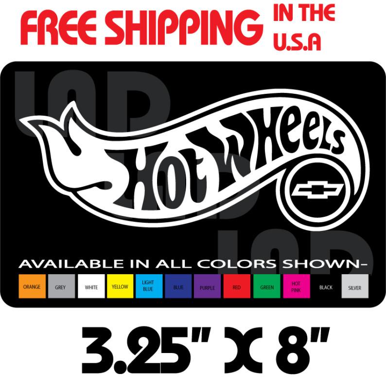 2- chevy chevrolet hotwheels vinyl decal sticker 3.25"x8" 