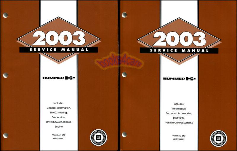 2003 hummer h2 shop service repair manual h 2 gm workshop guide book 4x4 factory