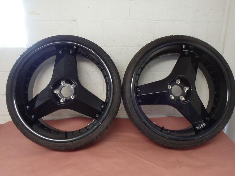 Starr killa wheels black w/ haida tires pair 24x10 255/30/zr24 5on4-3/4" pattern